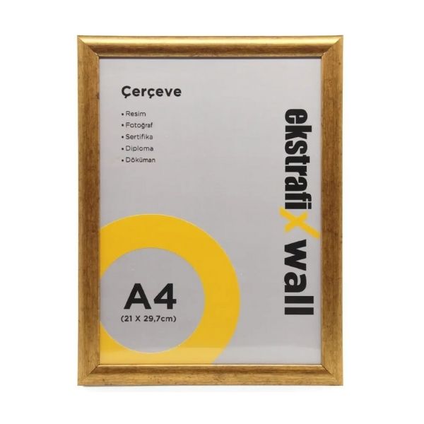 Sertifika Ve Fotoğraf Çerçevesi A4 Altın görsel
