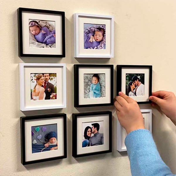 Kişiye Özel Siyah Pola Çerçeve 3'Lü 14X14 Cm görsel