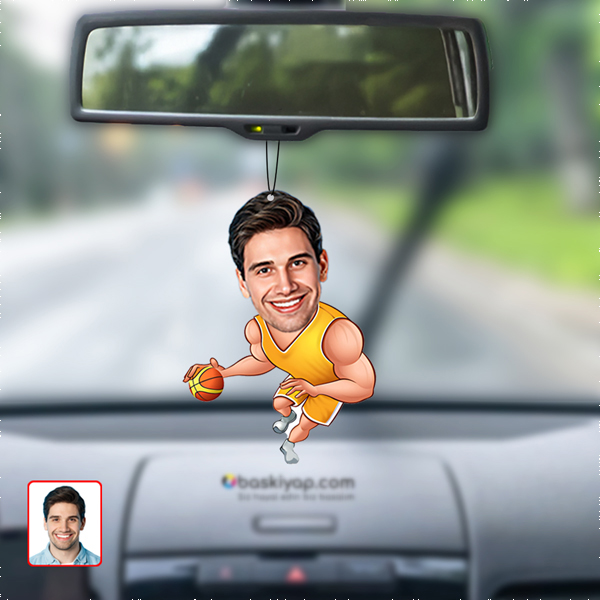 Basketbolcu Karikatür Dikiz Aynası Süsü - Görsel 1
