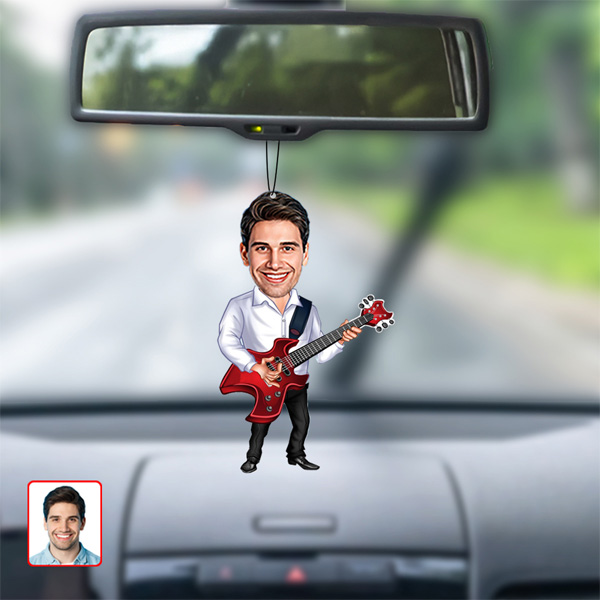 Gitar Çalan Erkek Karikatür Dikiz Ayna Süsü - Görsel 1