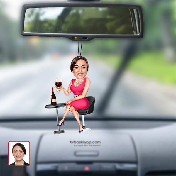 Güzel Kadın Dikiz Aynası Süsü Karikatür - Görsel 1