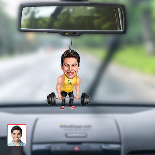 Halterci Karikatür Dikiz Ayna Süsü - Görsel 1