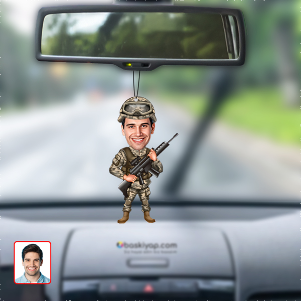 Kişiye Özel Asker Karikatür Dikiz Aynası Süsü - Görsel 1
