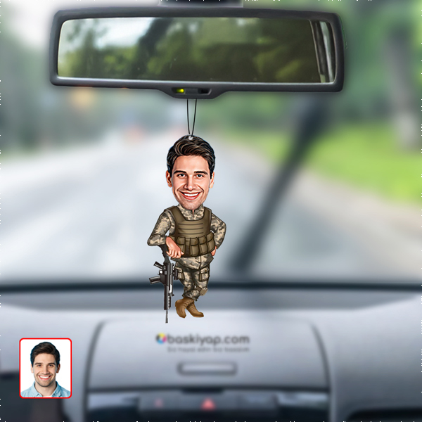 Kişiye Özel Asker Model 1 Karikatür Dikiz Aynası Süsü - Görsel 1