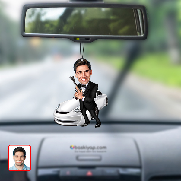 Mafya Karikatür Dikiz Ayna Süsü Fotoğraflı - Görsel 1