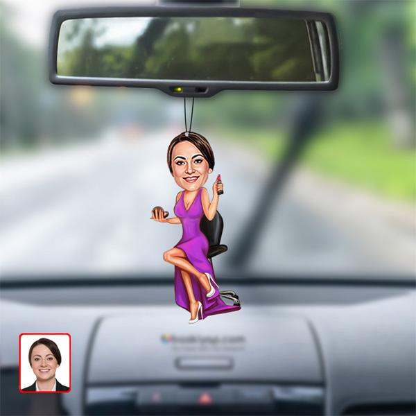 Makyaj Yapan Kadın Dikiz Ayna Süsü - Görsel 1