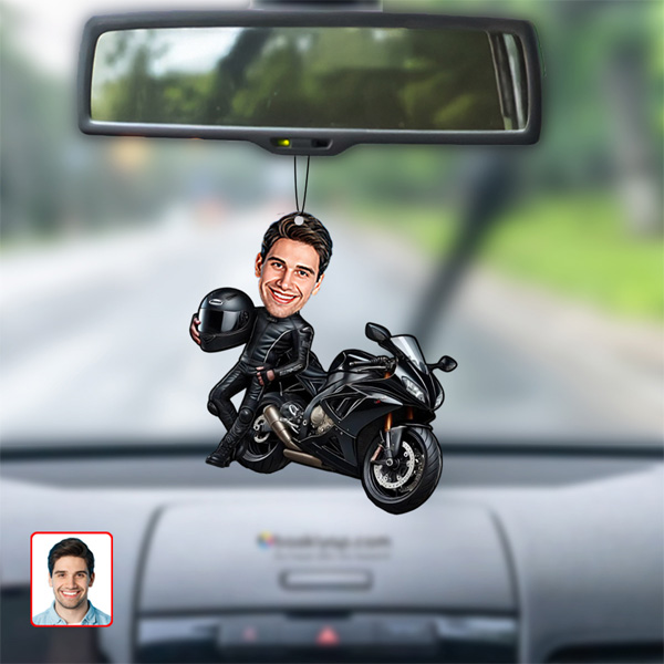 Motorcu Erkek Dikiz Ayna Süsü Karikatür