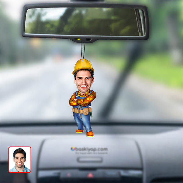 Mühendis Karikatürlü Dikiz Ayna Süsü - Görsel 1