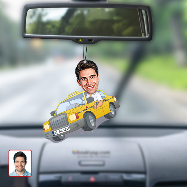 Taksi Karikatür Dikiz Ayna Süsü - Görsel 1