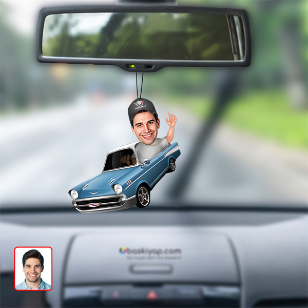 Yarış Pilotu Dikiz Ayna Süsü Fotoğraflı Kişiye Özel Model 1