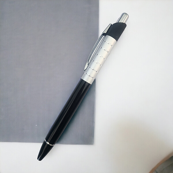 Kişiye Özel Gümüş Çizgili Metal Lazer Kazıma Tükenmez Kalem