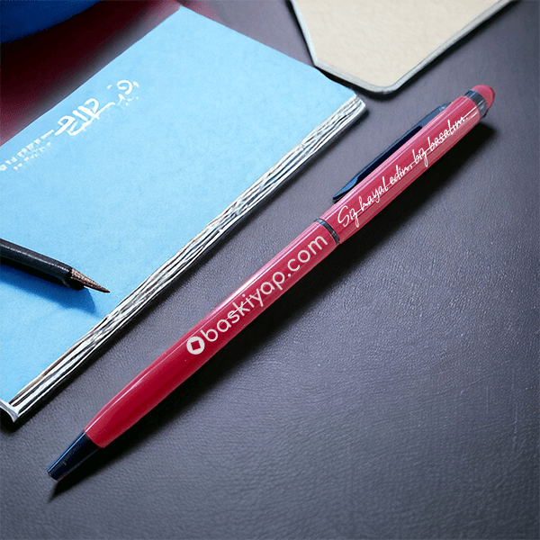 Dokunmatik Özellikli Kırmızı Siyah Metal Kalem görsel