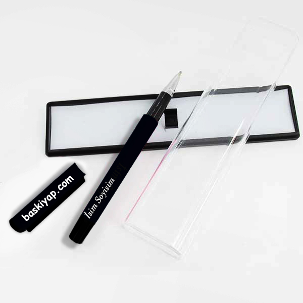 Kişiye Özel Siyah Silikon Kaplama Metal Kalem