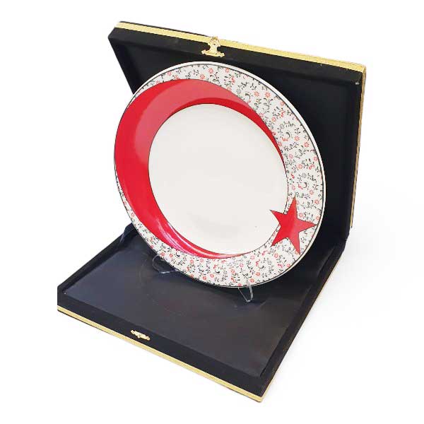 Kişiye Özel Kaligrafi Yazılı Porselen Tabak - Kadife Kutulu - Görsel 3