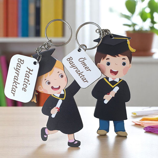 Kişiye Özel Hediyelik Ahşap Mezuniyet Anahtarlık - Görsel 2