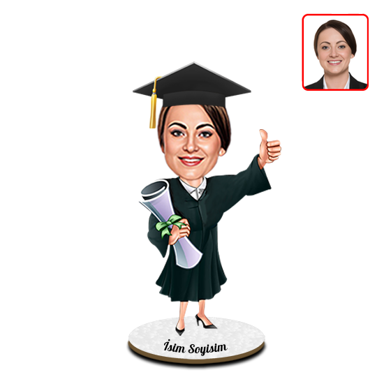 Kişiye Özel Kız Mezuniyet Karikatürlü Biblo - Görsel 1