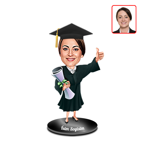 Kişiye Özel Kız Mezuniyet Karikatürlü Biblo - Görsel 2
