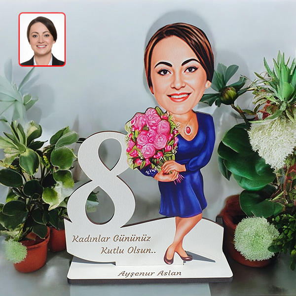 8 Mart Kadınlar Günü Kişiye Özel Karikatür Biblo - Görsel 1