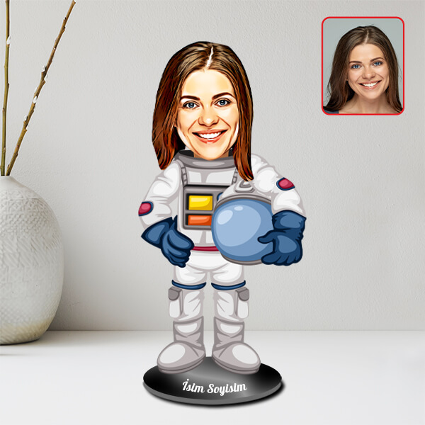 Kadın Astronot Karikatürlü Biblo - Görsel 1