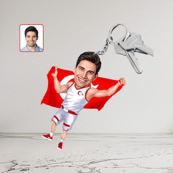 Milli Basketbol Takımı Karikatür Biblo Anahtarlık - Görsel 1