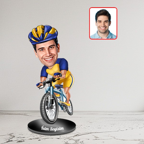 Kişiye Özel Bisikletçi Karikatür Biblo - Görsel 2