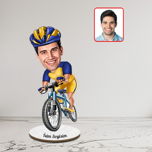 Kişiye Özel Bisikletçi Karikatür Biblo - Görsel 1