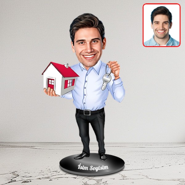 Kişiye Özel Erkek Emlakçı Karikatür Biblo - Görsel 2