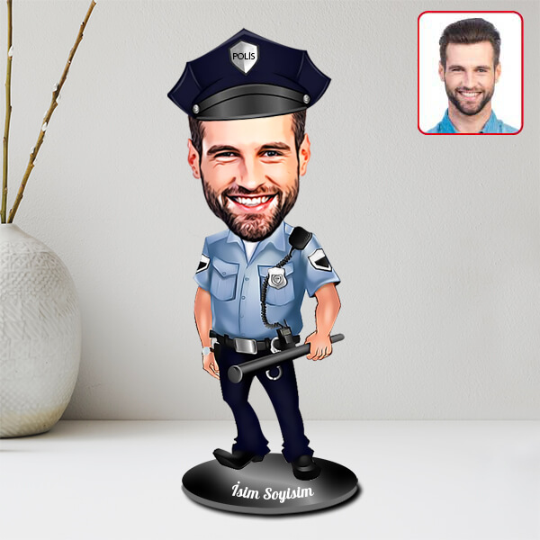 Erkek Polis Karikatürlü Biblo - Görsel 2