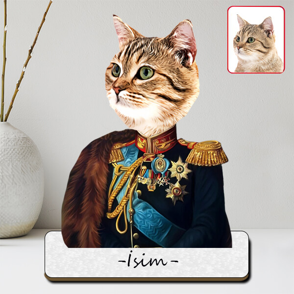 İsme Özel Subay Karikatürlü Evcil Hayvan Biblosu - Görsel 1