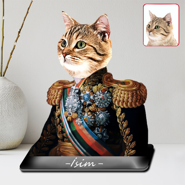 İsme Özel Subay Karikatürlü Evcil Hayvan Biblosu - Görsel 2