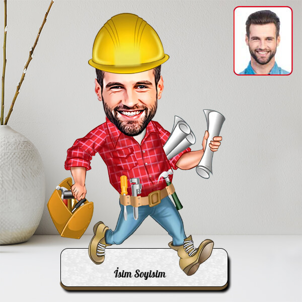 İnşaat Mühendisi Karikatürlü Biblo - Görsel 2