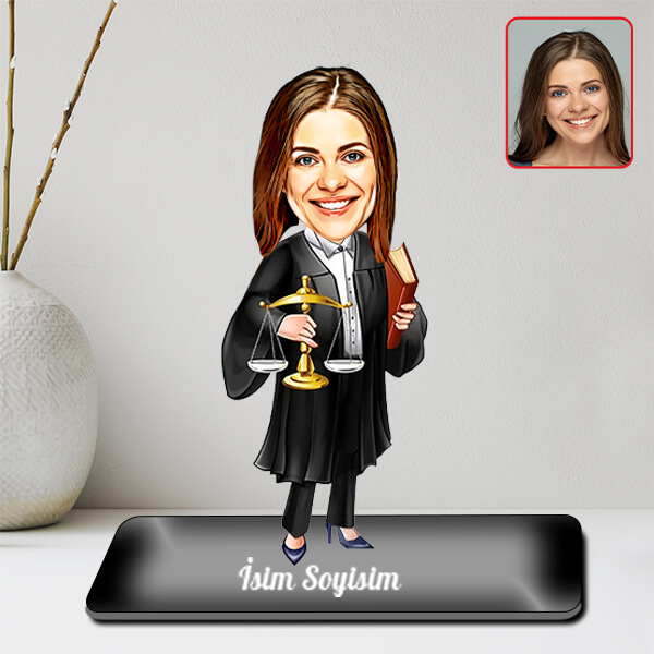 Kadın Hukukçu Karikatürlü Biblo - Görsel 2