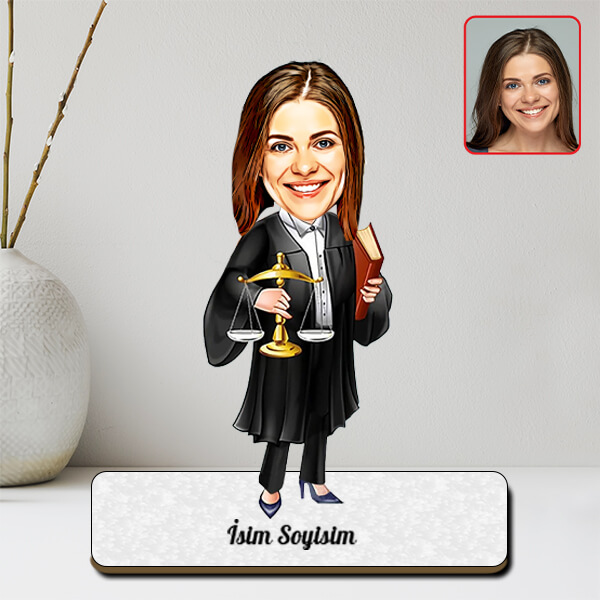 Kadın Hukukçu Karikatürlü Biblo - Görsel 1