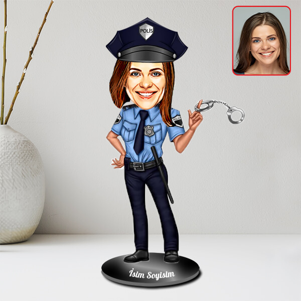 Kadın Polis Karikatürlü Biblo - Görsel 2