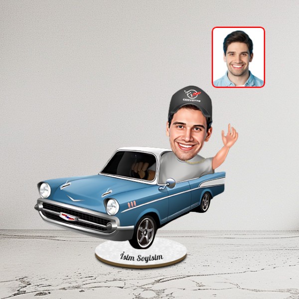 Kişiye Özel Arabalı Karikatür Biblo - Görsel 1