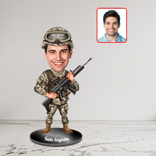 Kişiye Özel Asker Karikatür Biblo - Görsel 2