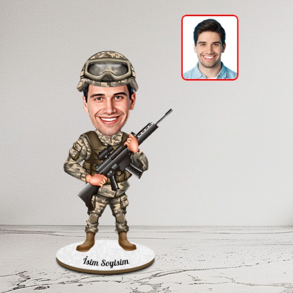 Kişiye Özel Asker Karikatür Biblo - Görsel 1