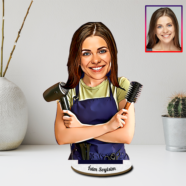 Kişiye Özel Kuaför Karikatürlü Biblo - Görsel 2