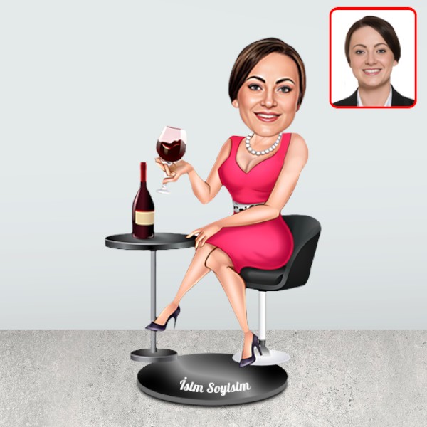 Kutlama Yapan Kadın Karikatür Biblo - Görsel 2