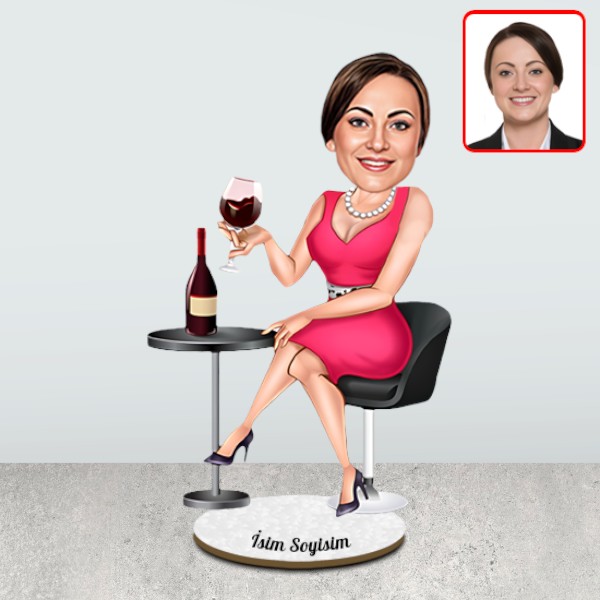 Kutlama Yapan Kadın Karikatür Biblo - Görsel 1