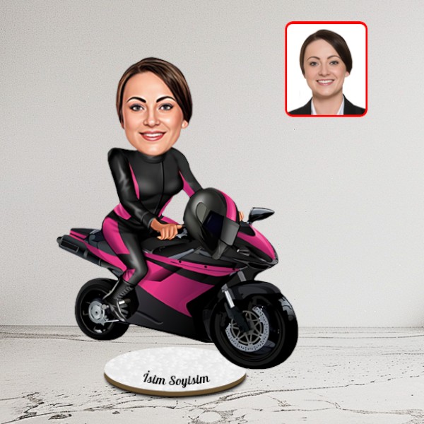 Kişiye Özel Kadın Motorcu Biblo - Görsel 1