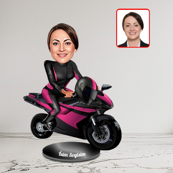 Kişiye Özel Kadın Motorcu Biblo - Görsel 2