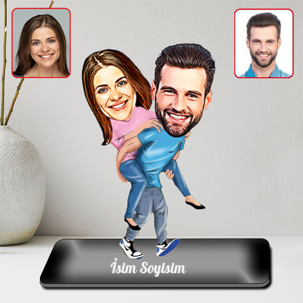 Kişiye Özel Eğlenceli Çift Karikatürlü Biblo - Görsel 2