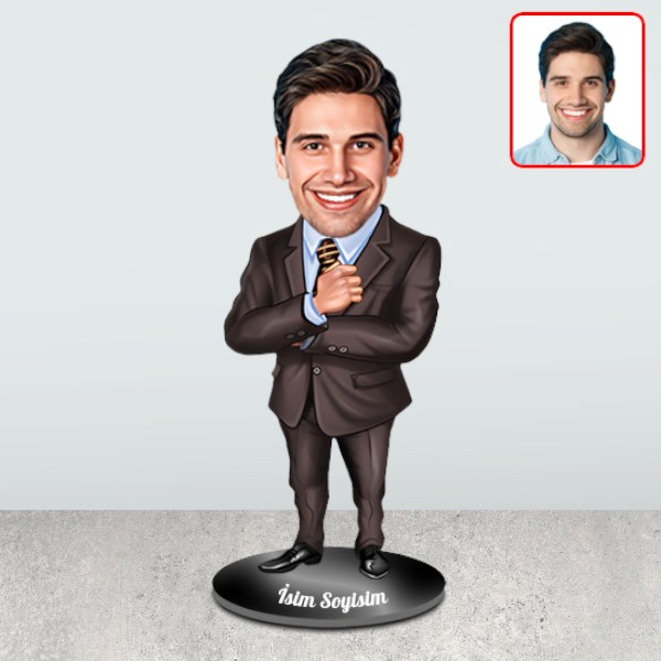 Takım Elbiseli Erkek Karikatür Biblo - Görsel 2