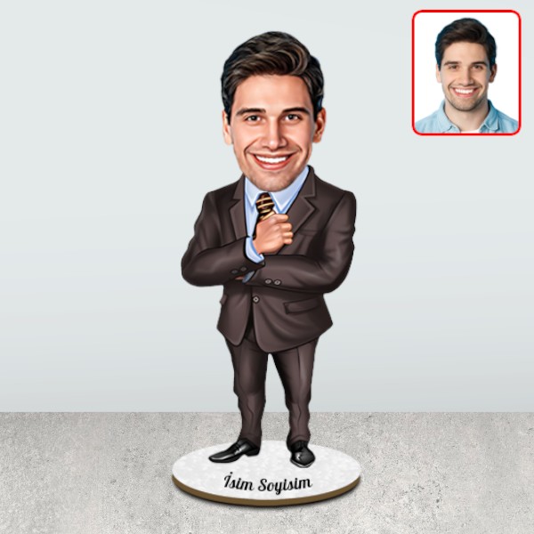 Takım Elbiseli Erkek Karikatür Biblo - Görsel 1