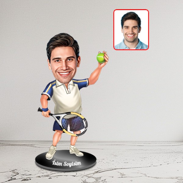 Kişiye Özel Tenisçi Karikatür Biblo - Görsel 2