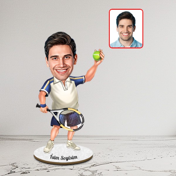 Kişiye Özel Tenisçi Karikatür Biblo - Görsel 1