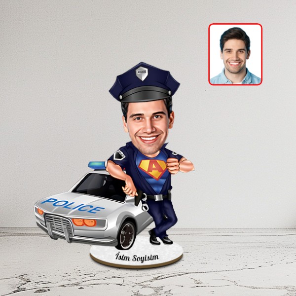 Kişiye Özel Trafik Polisi Karikatür Biblo - Görsel 1