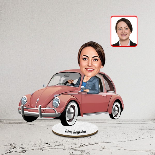 Kişiye Özel Vosvos Tasarımlı Kadın Karikatür Biblo - Görsel 1