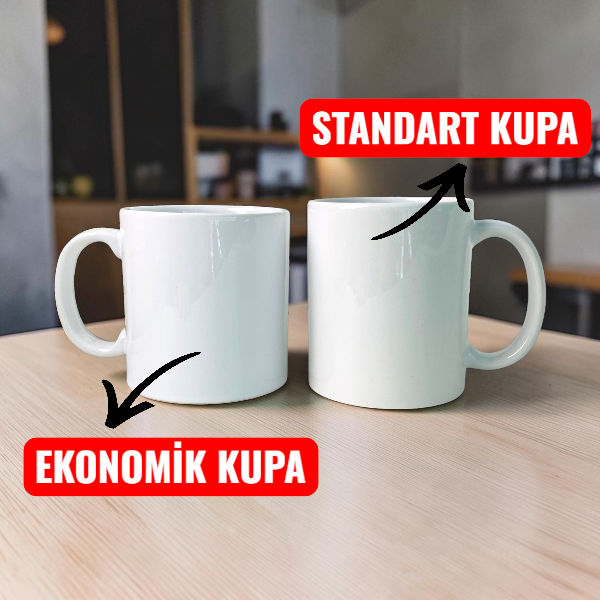 Kişiye Özel Baskılı Ekonomik Beyaz Kupa Bardak görsel